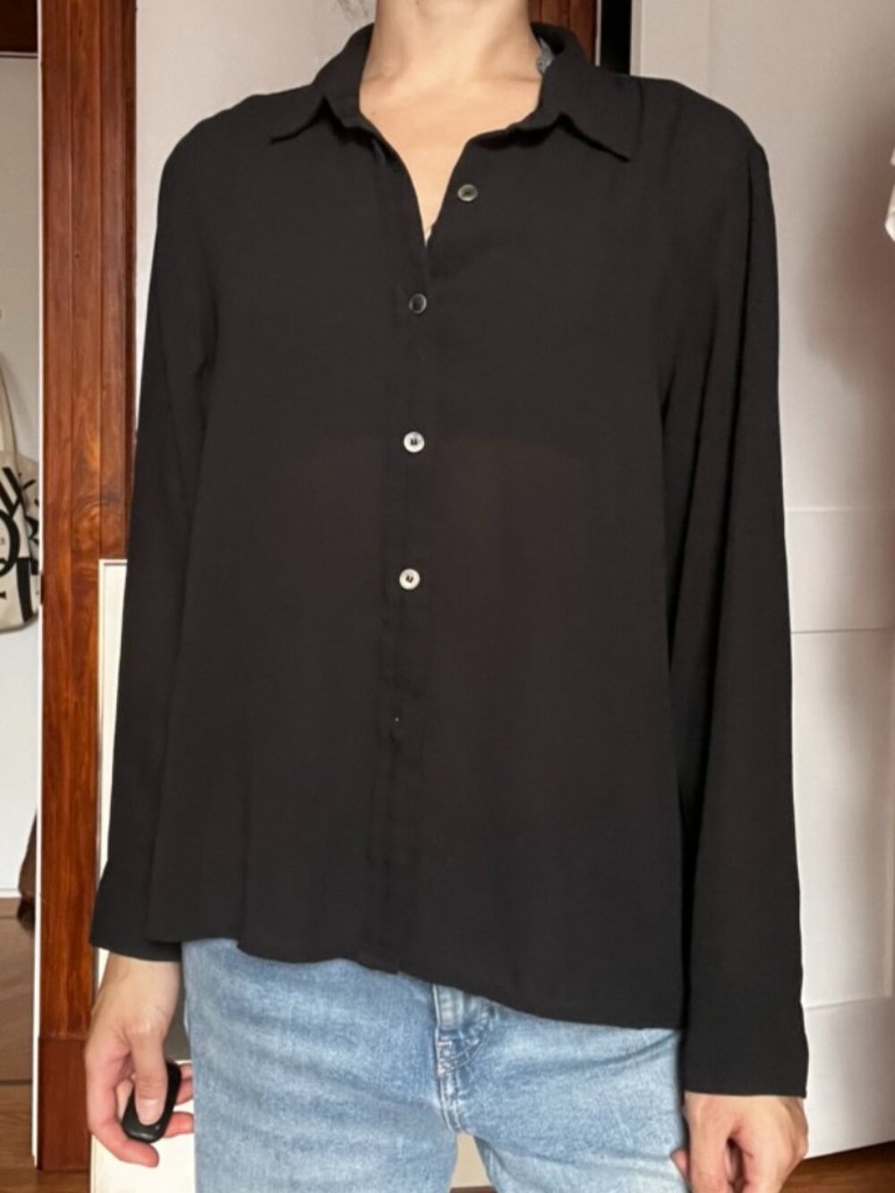 Sheer Black Button Down